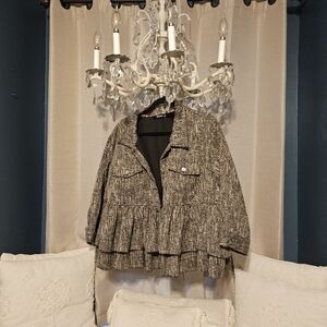 Chic Black and White Tweed Peplum Blazer